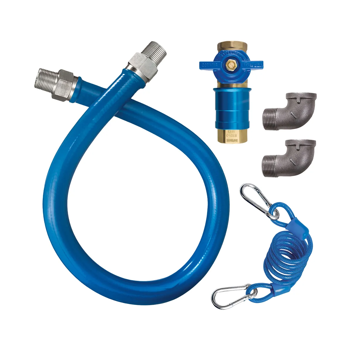 Dormont 1675KITCF72 Deluxe Safety Quik 72" Gas Connector Kit, Two Elbows, Restraining Cable, 3/4" Dia
