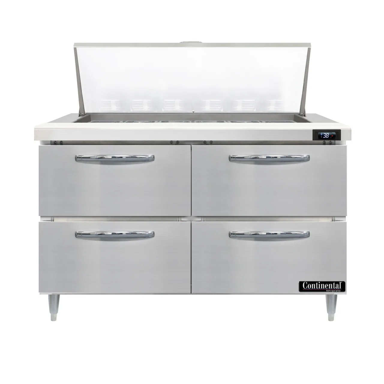 Continental Refrigerator D48N18M-D 48" Mega Top Sandwich Prep Table w/ 4 Drawers, 18 pans