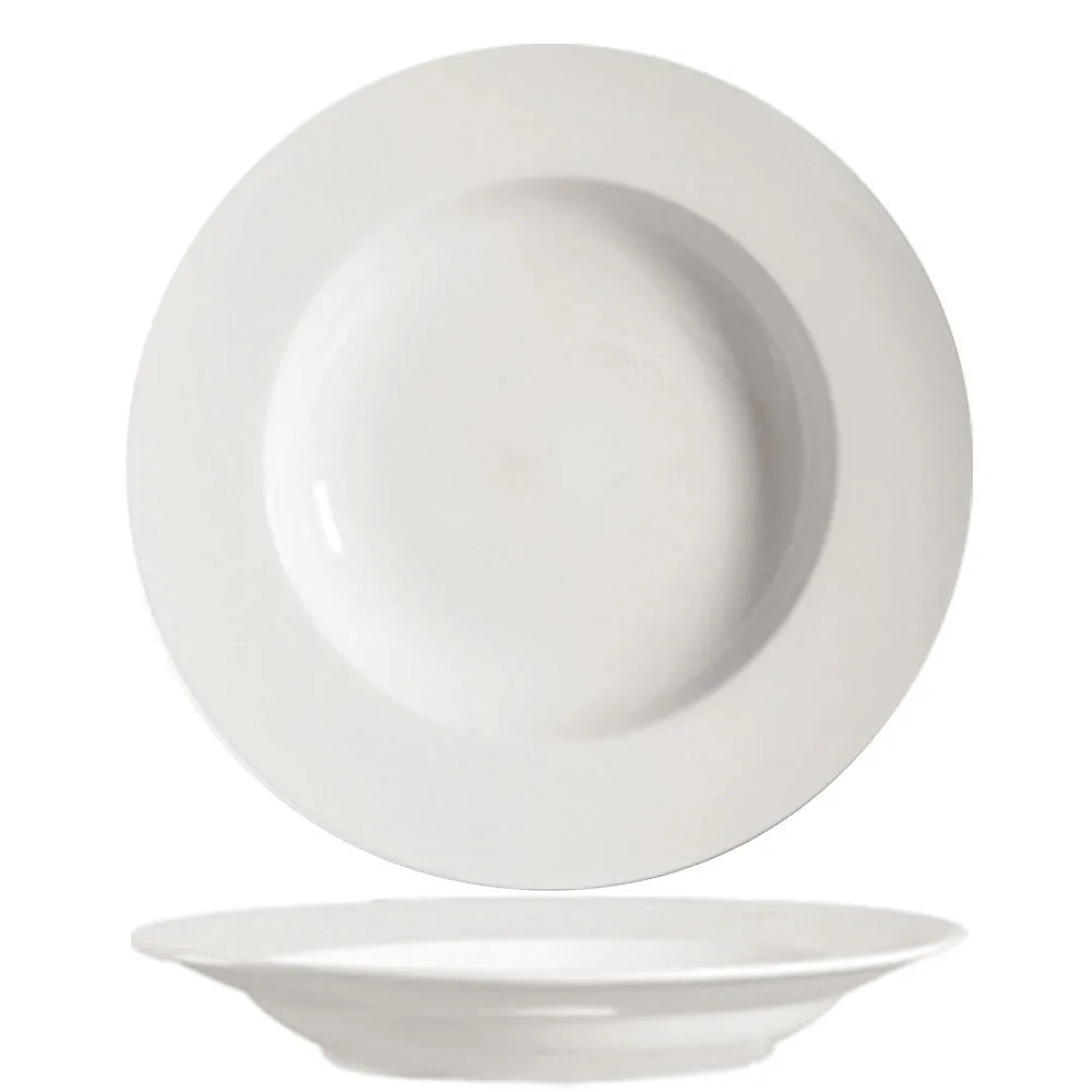 CAC China GW-115 Pasta Bowl, 24 oz (11" Dia.) Round Porcelain Bone White Oven Safe - 1 Dozen