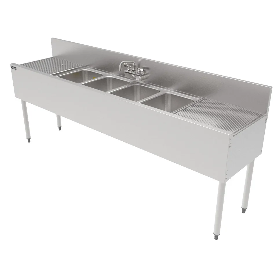 Perlick TS84M4-DB 84" Underbar Sink Units, 4 Compartment with 2 Drainboards