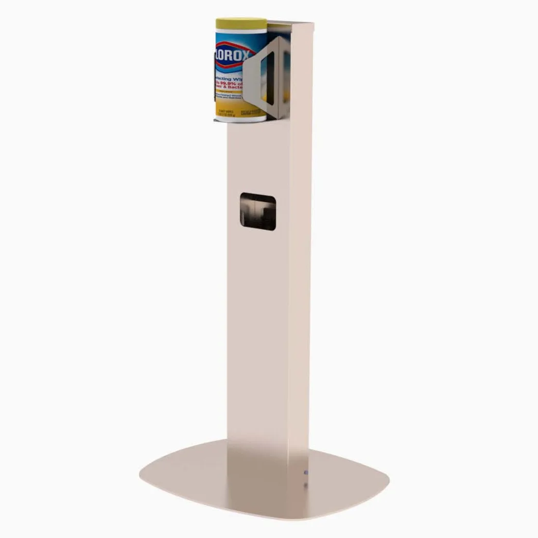 Lakeside 158888 Wipe Dispensing Stand, Integrated Waste Bin, 20" X 17" Base