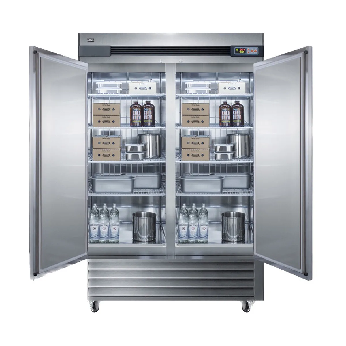 Summit SCRR492 56" 2-Section Reach-In Refrigerator w/ 2 Solid Doors, Bottom Mount, Stainless Steel, 49 cu. ft.