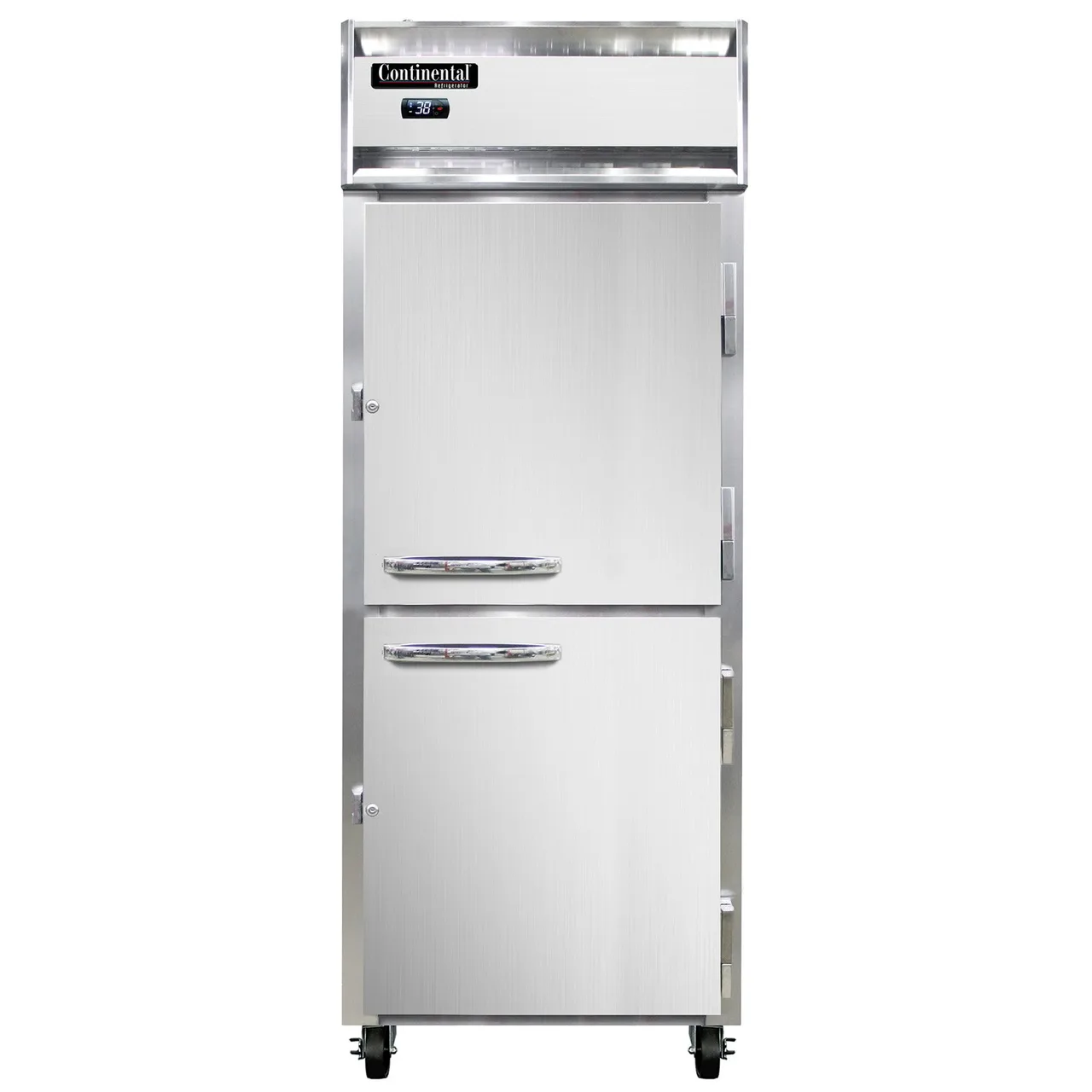 Continental 1RENSSHD 28.5" 1-Section Reach-In Refrigerator w/ 2 Half Solid Doors, All Stainless Steel, 21 cu. ft.