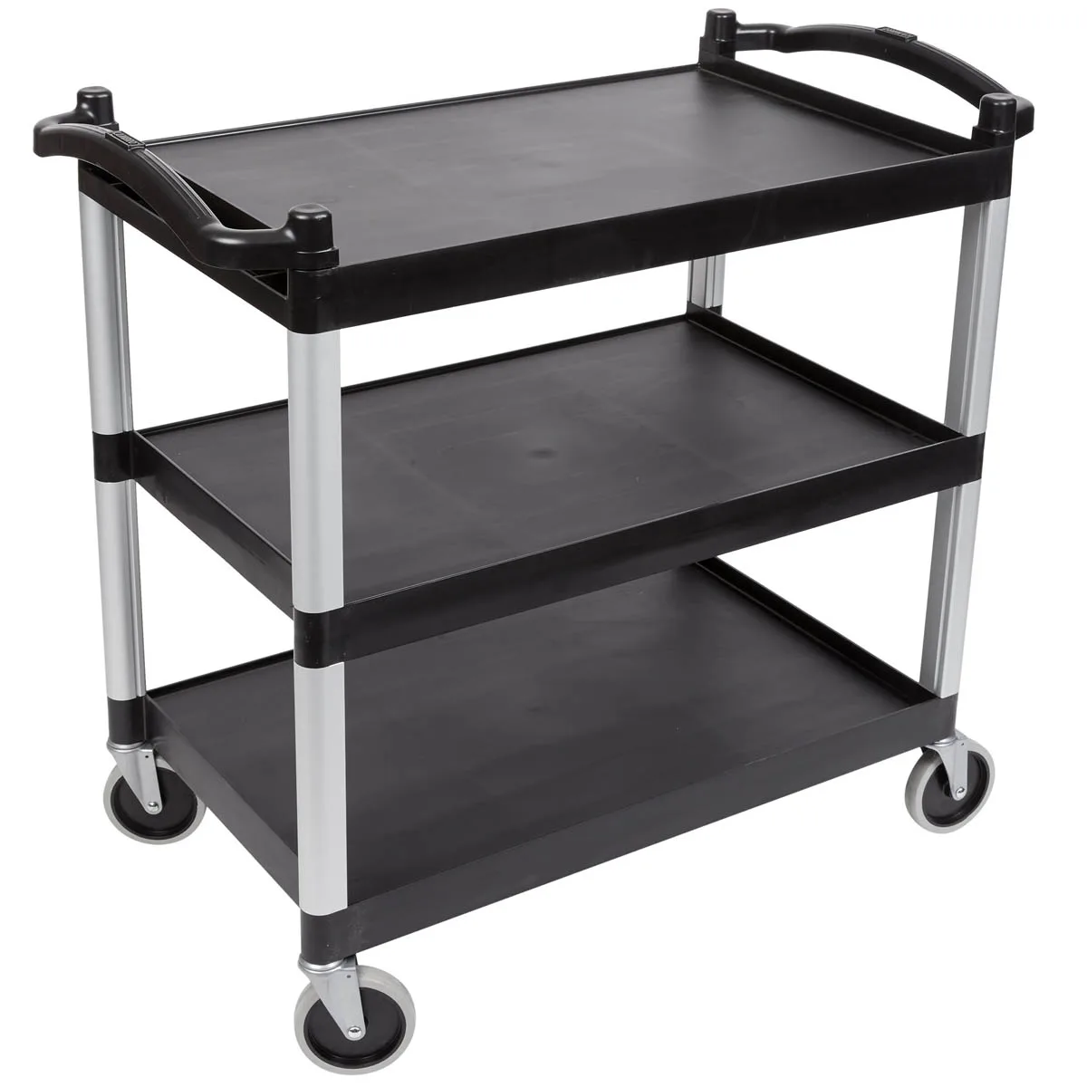 Cambro BC340KD110 Black Polyethylene 3-Shelf Utility Cart w/ 400 lb Capacity