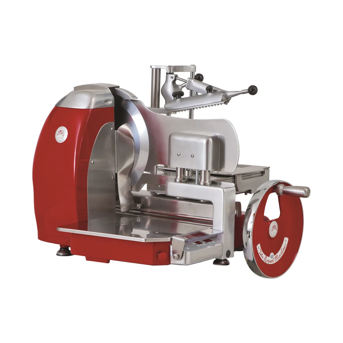 Omcan USA 47707 Trento Omas Volano Meat Slicer 14-1/2" Cr Blade 1/4" Slice 1 HP 746W 120V Microprocessor‑Based Red Finish