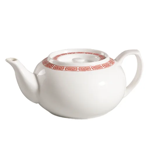 CAC China 105-TPW-2 Red Gate Teapot, 32 oz, 8" L x 3.5" W x 5" H, Porcelain, Red, With Lid - 1 Dozen