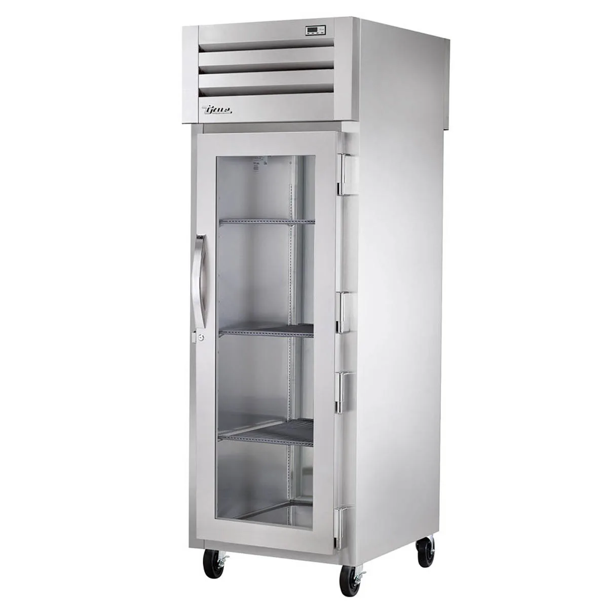 True STG1RPT-1G-1S-HC 27" 1-Section Pass-Thru Refrigerator w/ Front Glass & Rear Solid Door, Stainless Steel Front-Aluminum Sides