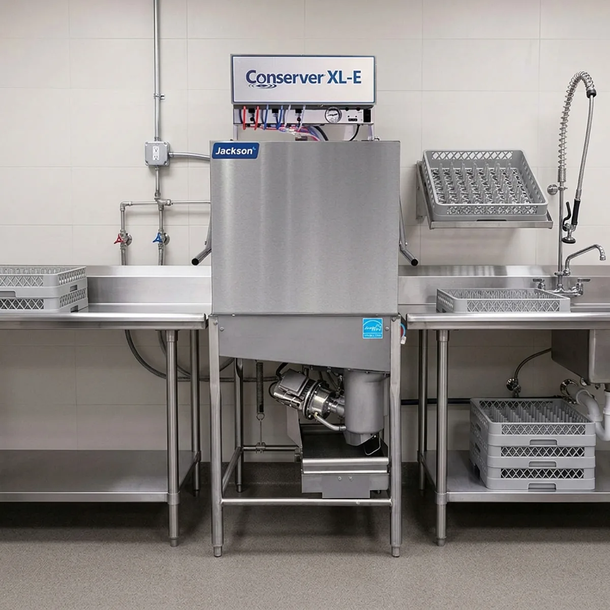 Jackson WWS CONSERVER XL-E 30.5" Door Type Dishwasher, 39 Racks/Hr - 40 Gal/Hr - Low Temp