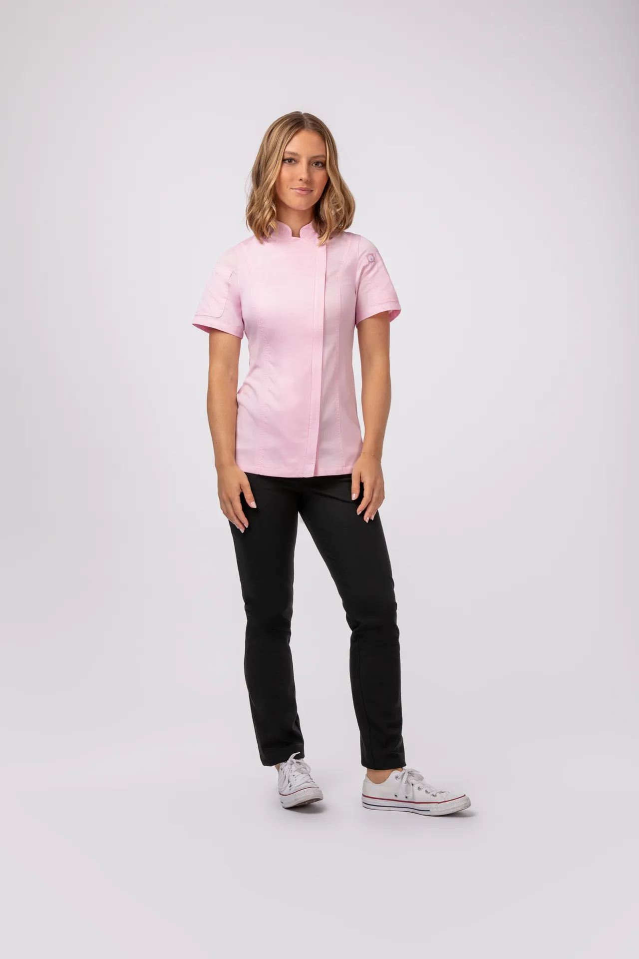 Chef Works BCWSZ006-PIN-XL Chef Coat, XL Pink Short‑Sleeve, 65/35 Poly‑Cotton Twill, Cool Vent™