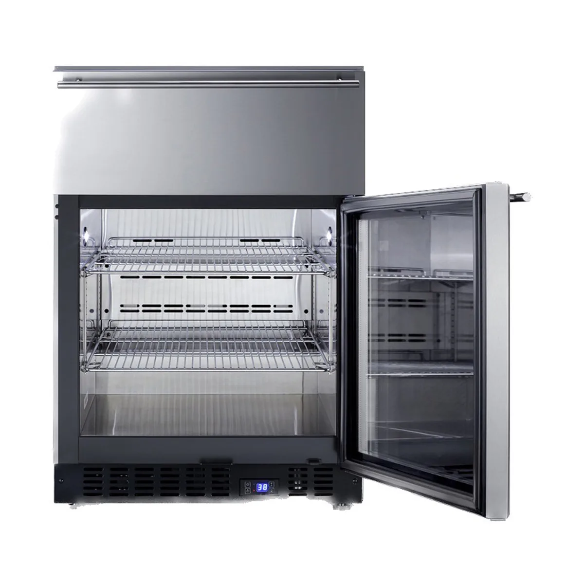 Summit SCR615TDCSS 24" Built-in Glass Door Undercounter Refrigerator in Stainless Steel, w/ 1 Drawer, 4.8 cu. ft.