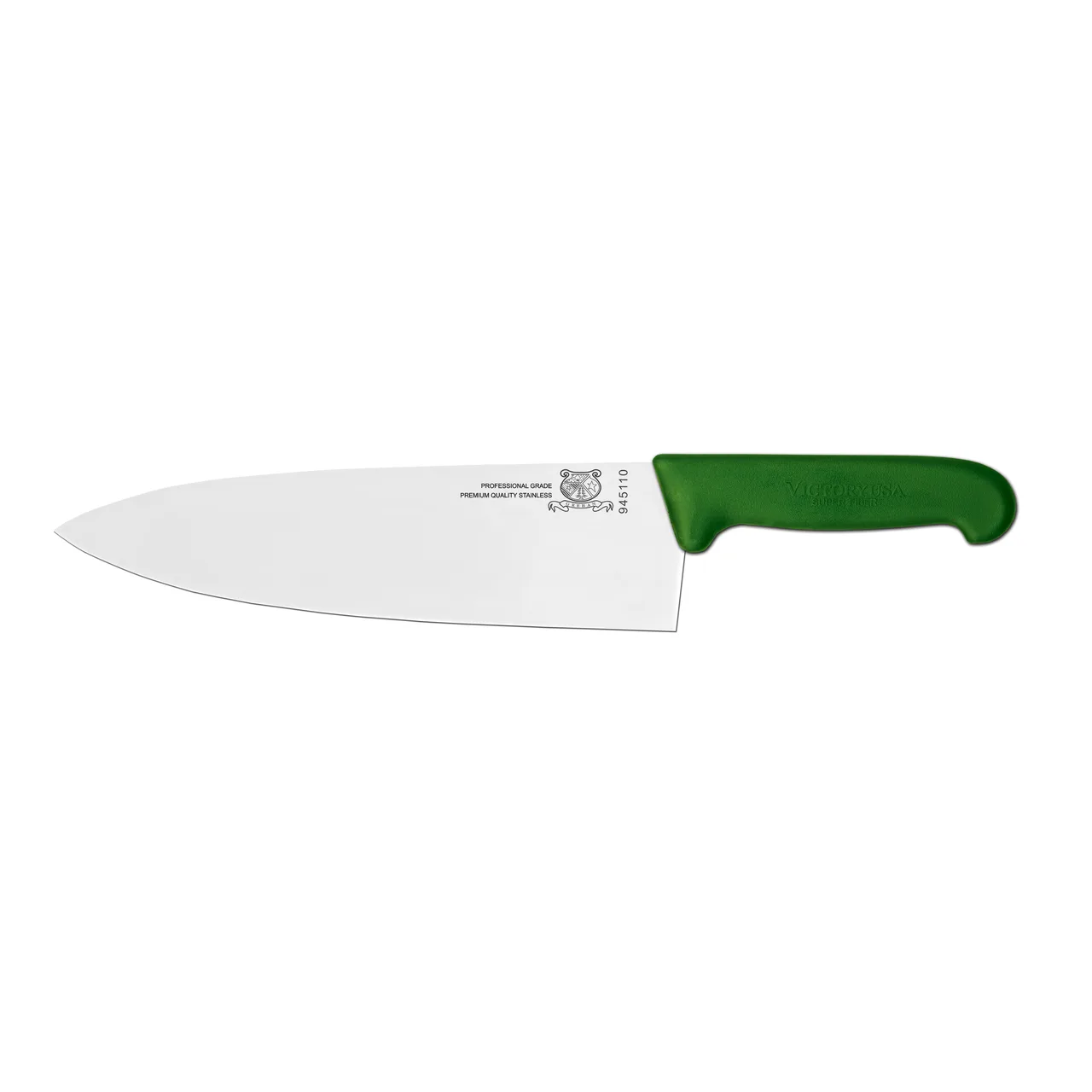 Omcan USA 23879 Chef Knife – 10" Stamped Blade, Stainless Steel, Super Fiber Green Handle