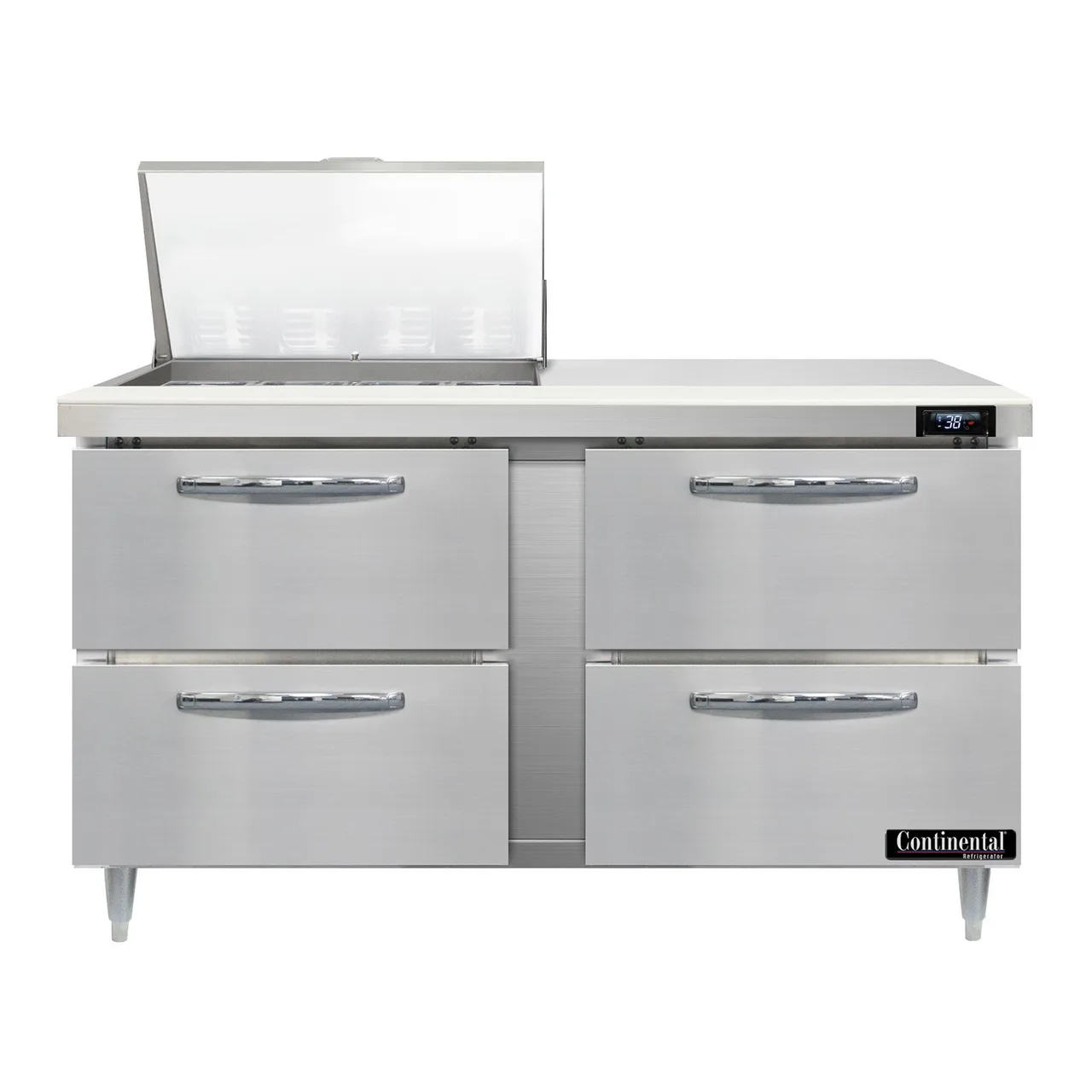 Continental Refrigerator D60N12M-D 60" Mega Top Sandwich Prep Table w/ 4 Drawers, 12 pans