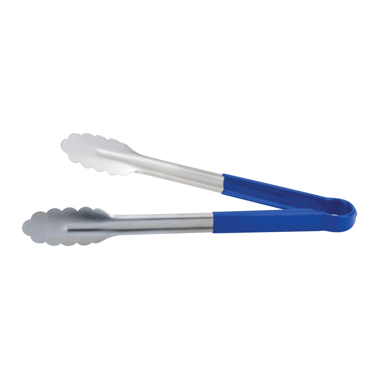 CAC China STCH-12BL Utility Tongs, 12" Heavy-Duty Stainless Steel, Blue Handle