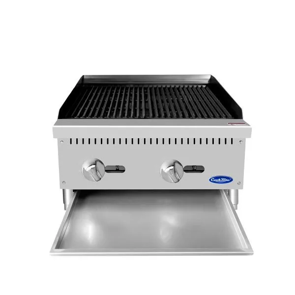 Atosa USA ATCB-24 24" Countertop Gas Charbroiler, (2) Stainless Steel Burners with Manual Controls