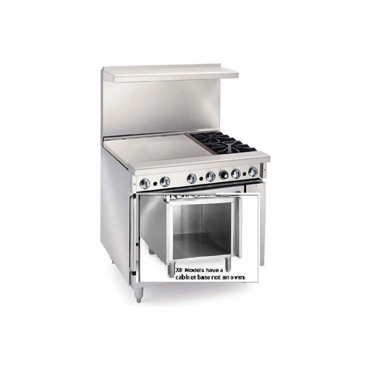 Imperial IR-2-G24-XB 36" Gas Restaurant Range w/ (2) Open Burners, (1) 24" Griddle, (1) Cabinet Base, 104.000 BTU