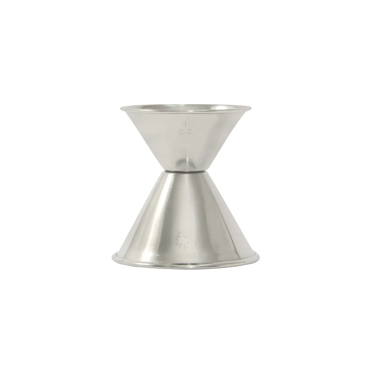 CAC China JG10-150 Stainless Steel Jigger, 1 oz. x 1-1/2 oz., Rolled Edge