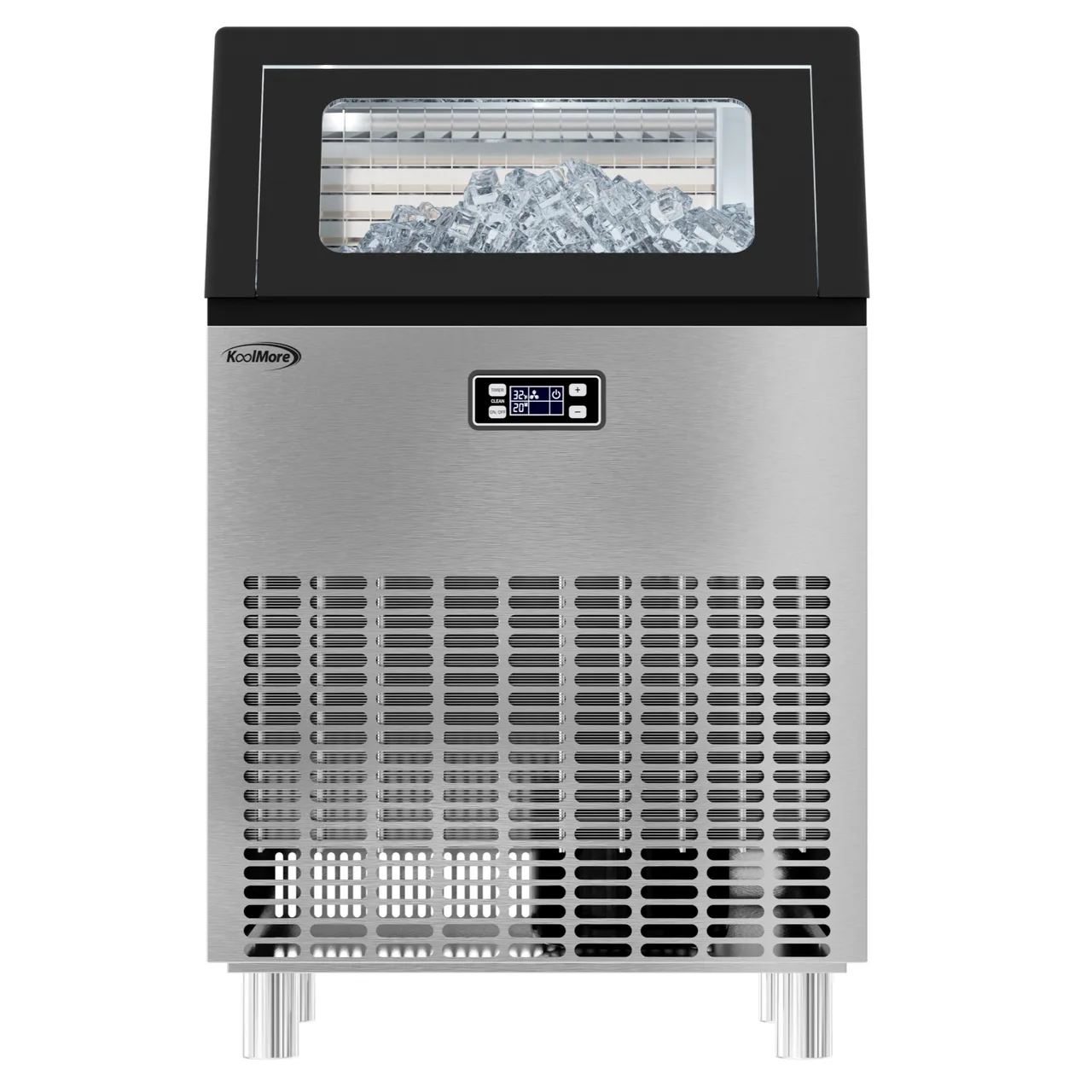 Koolmore CIM198 Ice Maker, 22" Black Stainless, 198 lb/24h, 55 lb Bin, LCD, Air‑Cooled, 115V R290
