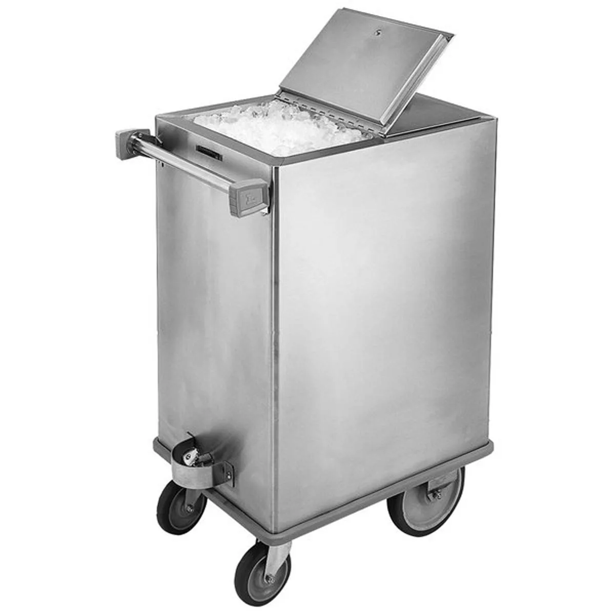 Lakeside 250 Stainless Steel Mobile Ice Bin, 200 lb, Silver