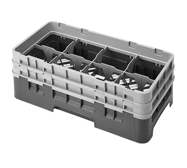 Cambro 8HS434151 Camrack Glass Rack, Half Size, Soft Gray, 10x19.75x7.25, 8 Compartments, 4.0625 Max Dia, 5.25 Max Height, HACCP, NSF