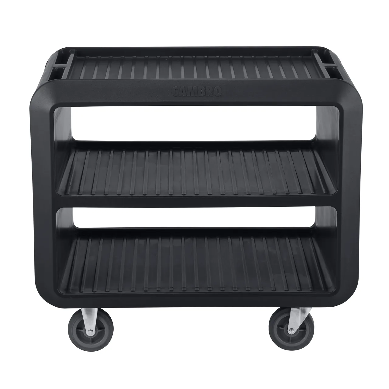 Cambro SC337S110 Black Polyethylene Beverage / Service Cart Pro w/ 3 Shelves