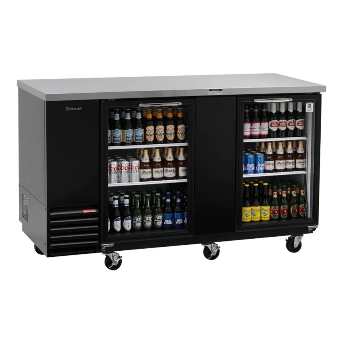 Turbo Air TBB-3SGD-N 69" Two Section Back Bar Cooler with Glass Door, 23 cu. ft.