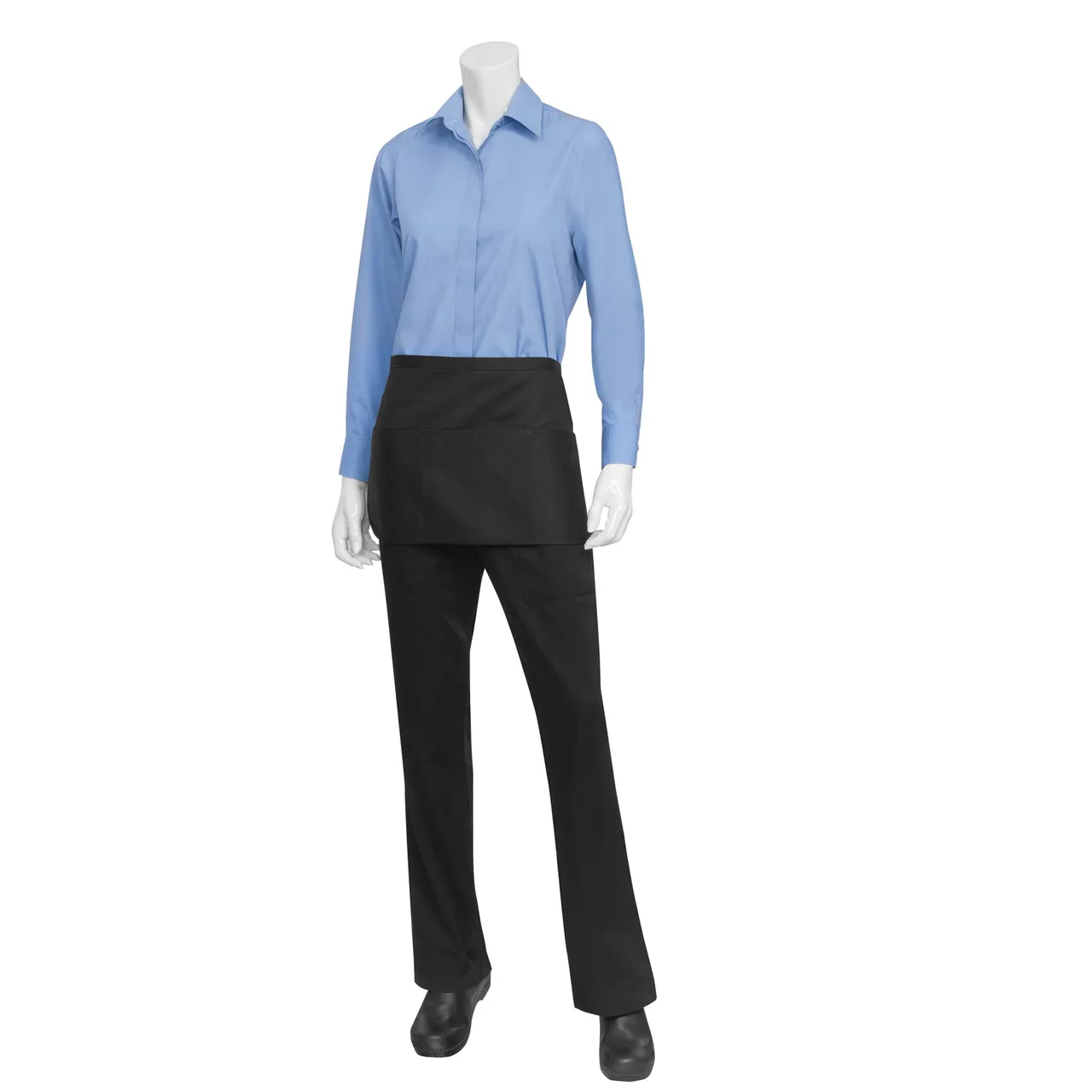 Chef Works FREV-BLK-0 - Black Poly/Cotton Waist Apron, 11.75"L x 21"W, 3 Pockets - 1/Case