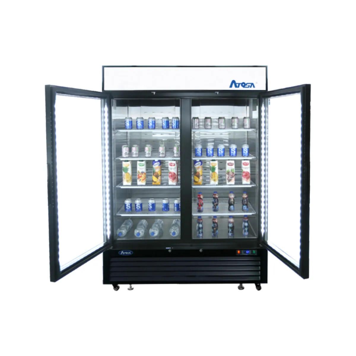 Atosa USA MCF8723GR 54" 2-Section Merchandiser Refrigerator w/ 2 Swing Glass Door, 43.8 cu. ft.