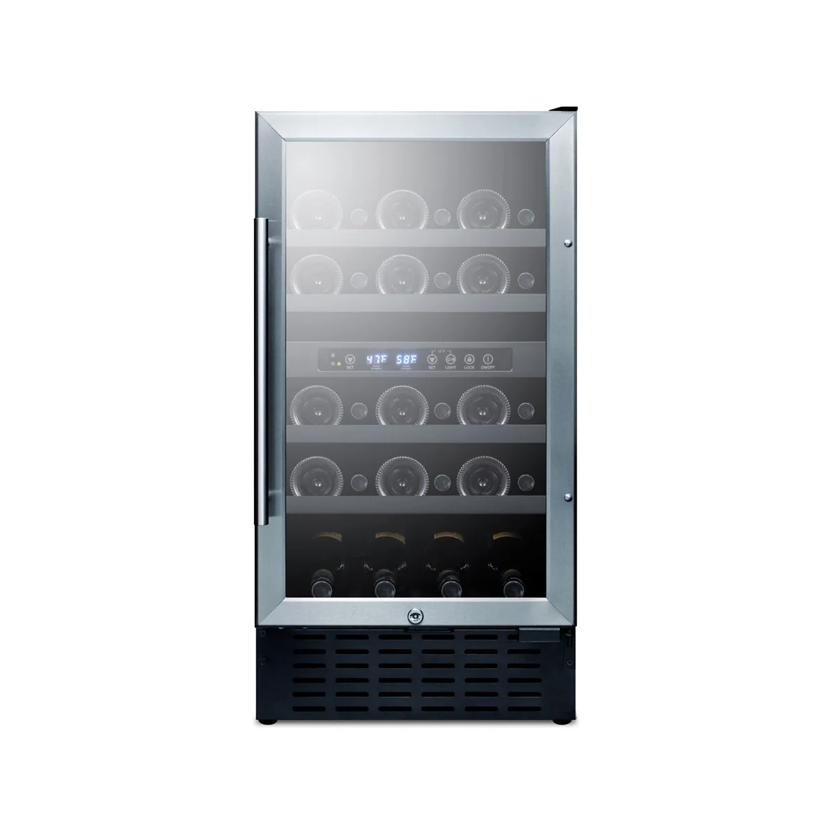 Summit SWC182Z 18" Glass Door Wine Refrigerator, Dual Temperature, 28 Bottles