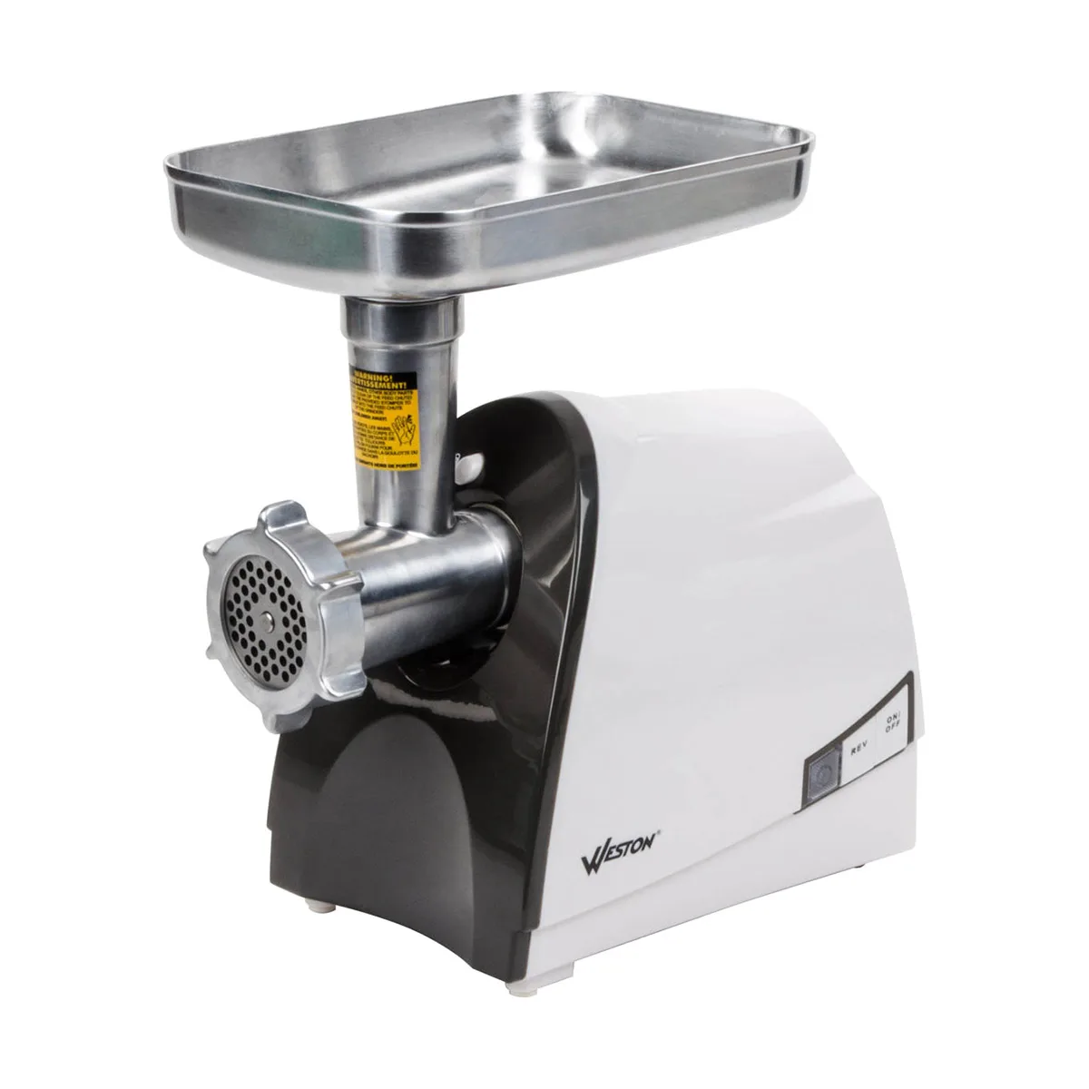 Hamilton Beach 33-0201-W Meat Grinder, 3/4 HP, 120-180 lbs/hr, #8 Hub, 3mm/5mm/7mm Stainless Plates, 575W, 120V