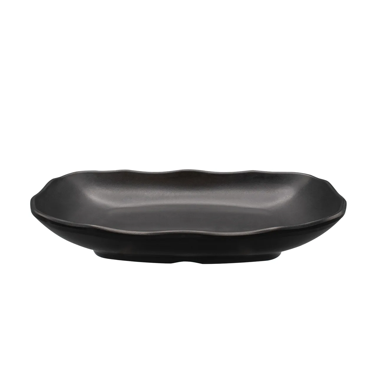 CAC China MLRT-W12-MK - 20oz Black Rectangular Platter, 10"W x 6-1/4"D x 1-5/8"H, Rim - Dozen