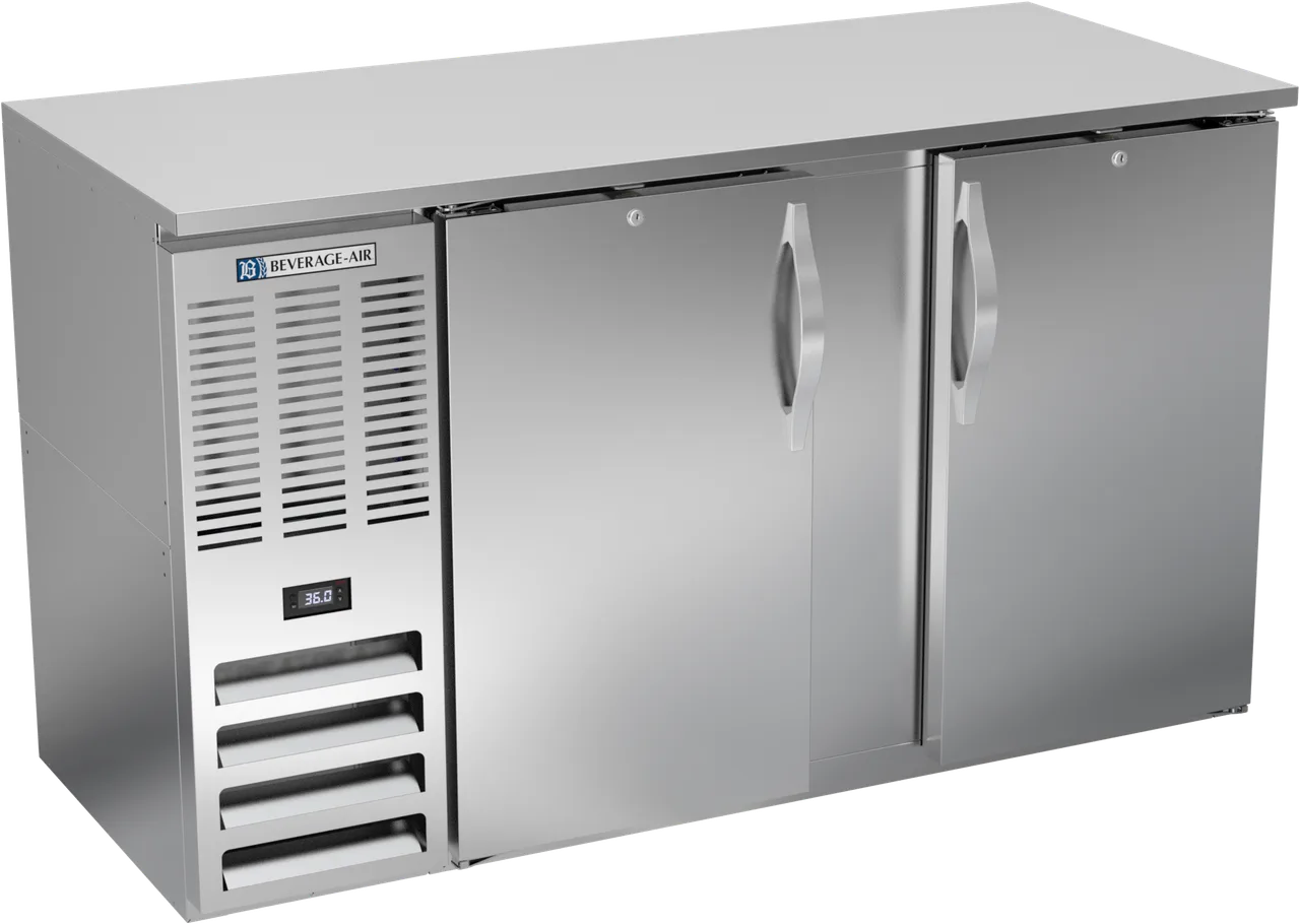 Beverage Air BBN58HC-S Back Bar 58"W x 26"D x 34"H 14.8cuft 2 Doors LED R290 Left‑Side Mount 115V