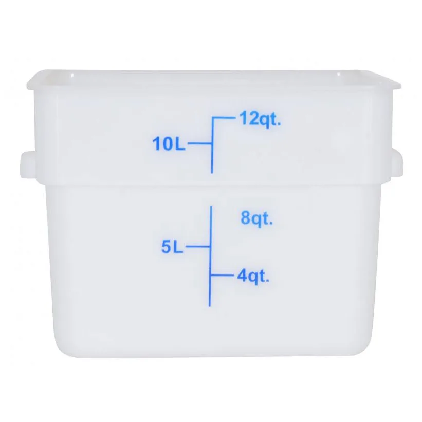 Omcan USA 80201 Food Storage Container – 12 Qt Square Polypropylene White, No Lid, 7‑12 Qt