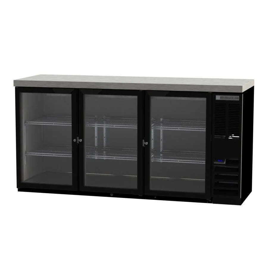 Beverage Air BB72HC-1-FG-B-27 72" 3 Section Back Bar Cooler with Glass Door