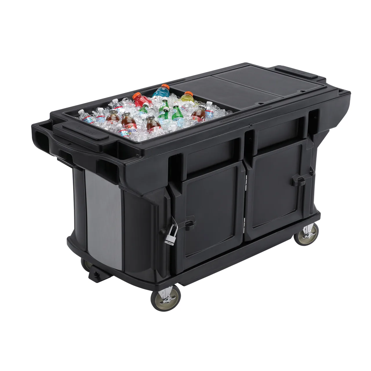 Cambro VBRUT6110 Versa Food Bar™ Work Table, Black, 6 ft. unit, (5) Pan