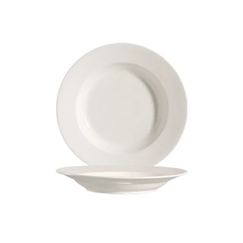 CAC China 101-3 Lincoln Soup Plate, 10 Oz., 9" dia. x 1-1/2"H, Round, Porcelain, Bone White - Dozen