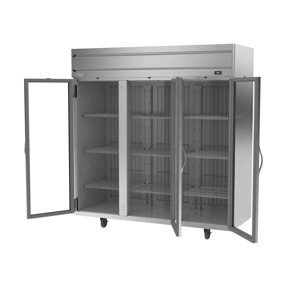 Beverage Air HRP3HC-1G 78" 3-Section Reach-In Refrigerator w/ 3 Glass Full Doors, Top Mounted, 1/3 hp, 71.5 cu. ft.