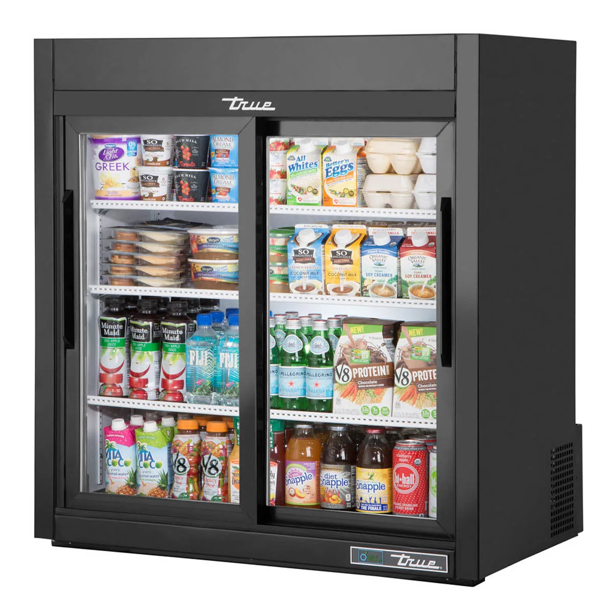 True GDM-09-SQ-HC-LD 36" Countertop Merchandiser, 8.2 cu ft, Steel, Glass Doors, 1/6 HP R290, 115V