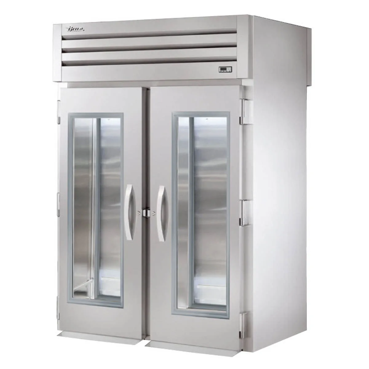 True STA2RRI-2G-HC 68" 2-Section Roll-In Refrigerator w/ 2 Glass Door, Stainless Steel Exterior-Aluminum Interior
