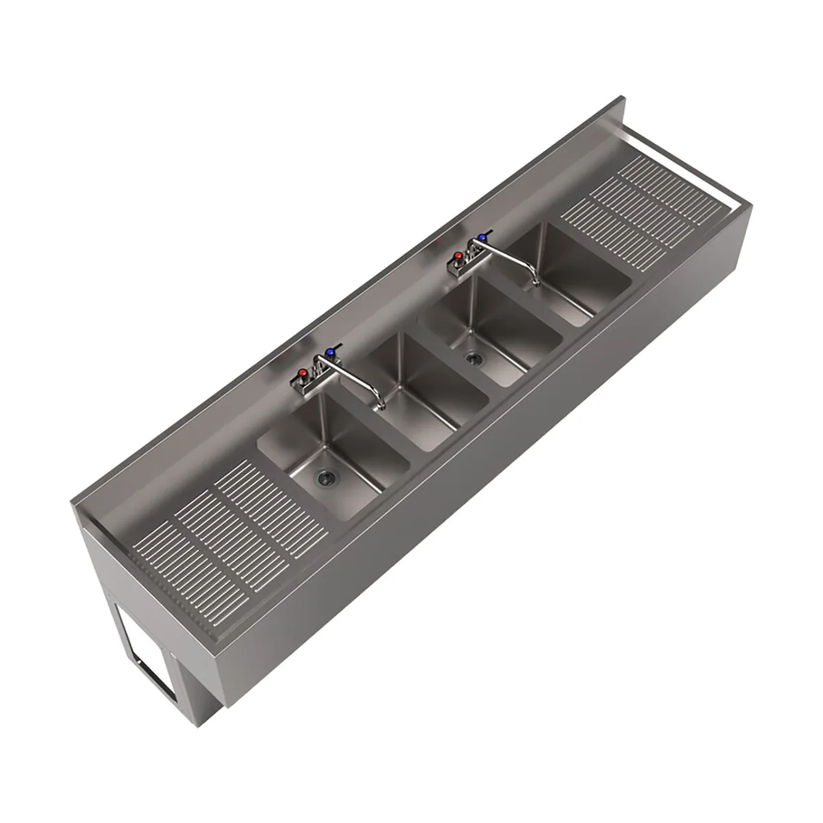 BK Resources UBB-21-484TS Underbar Sink Units, 4 Compartment with 2 Drainboards