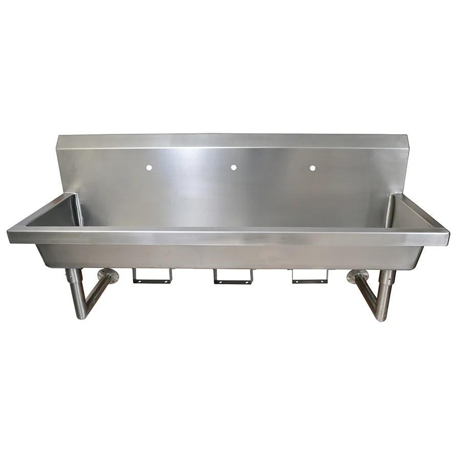 BK Resources MSHS-72W1B 72" Wall Mounted Hand Sink without Faucet - with Knee Valve Bracket / 14 g
