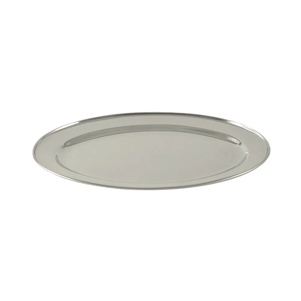CAC China SSPL-16-OV Oval Stainless Steel Platter, 16" Long Side, Premium Construction