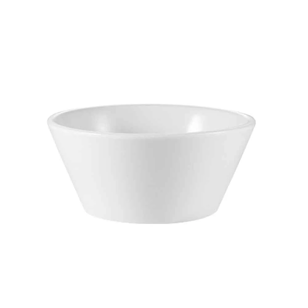 CACChina RCN-V11 - 11 Oz. 5" Dia. V-Shape Porcelain Bowl, Super White, Oven/Dishwasher Safe, 1 Dozen