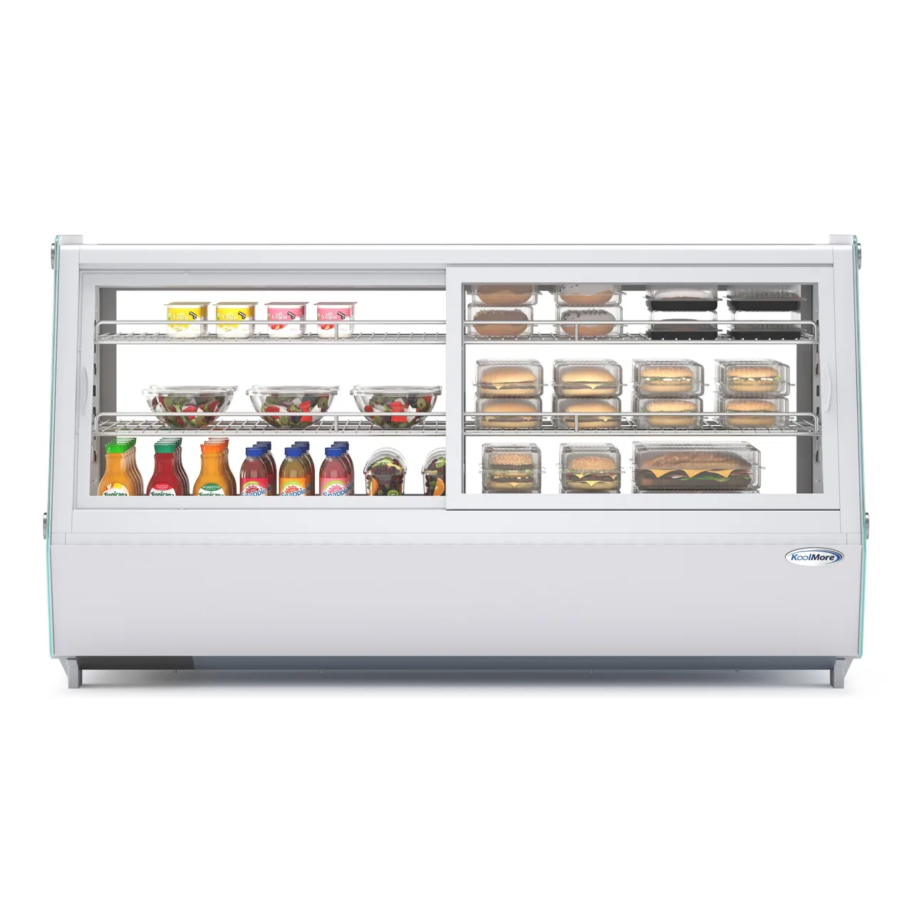 Koolmore CDC-250-WH 48" White Case, Glass Doors, Temp 32°‑53°F, LED, Defrost, Self‑Serve, 2 Shelves