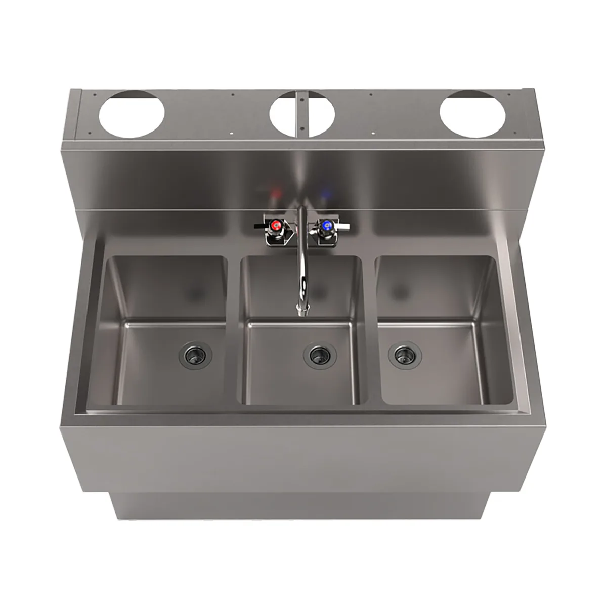 BK Resources UBDW-18-336S Underbar Sink Units, 3 Compartment without Drainboard