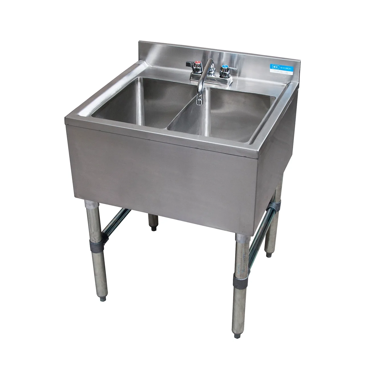 BK Resources UB4-21-224S 24" Underbar Sink Units, 2 Compartment without Drainboard