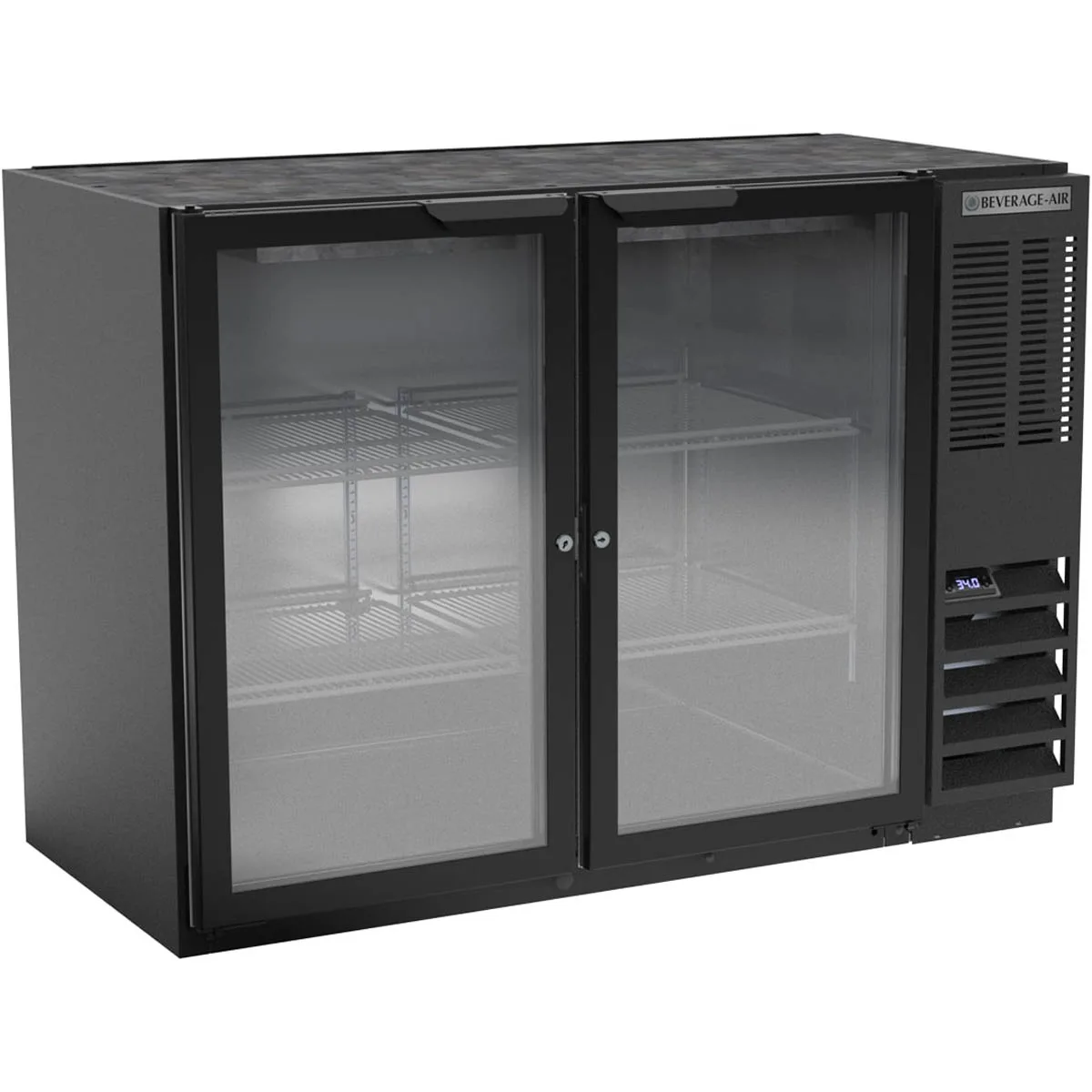 Beverage Air BB48HC-1-FG-B 48" 2 Section Black Back Bar Cooler with Glass Door
