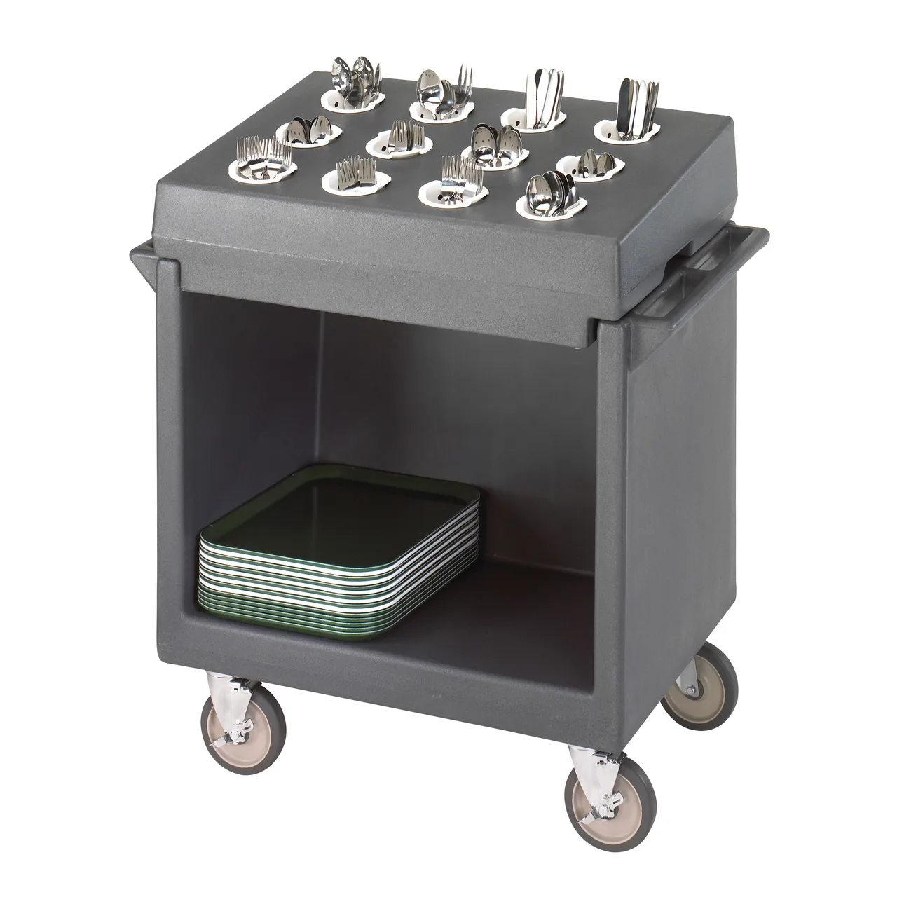 Cambro TDCR12191 Granite Gray Dish Cart & Cutlery Rack w/ Vinyl Cover, (12) Compartments