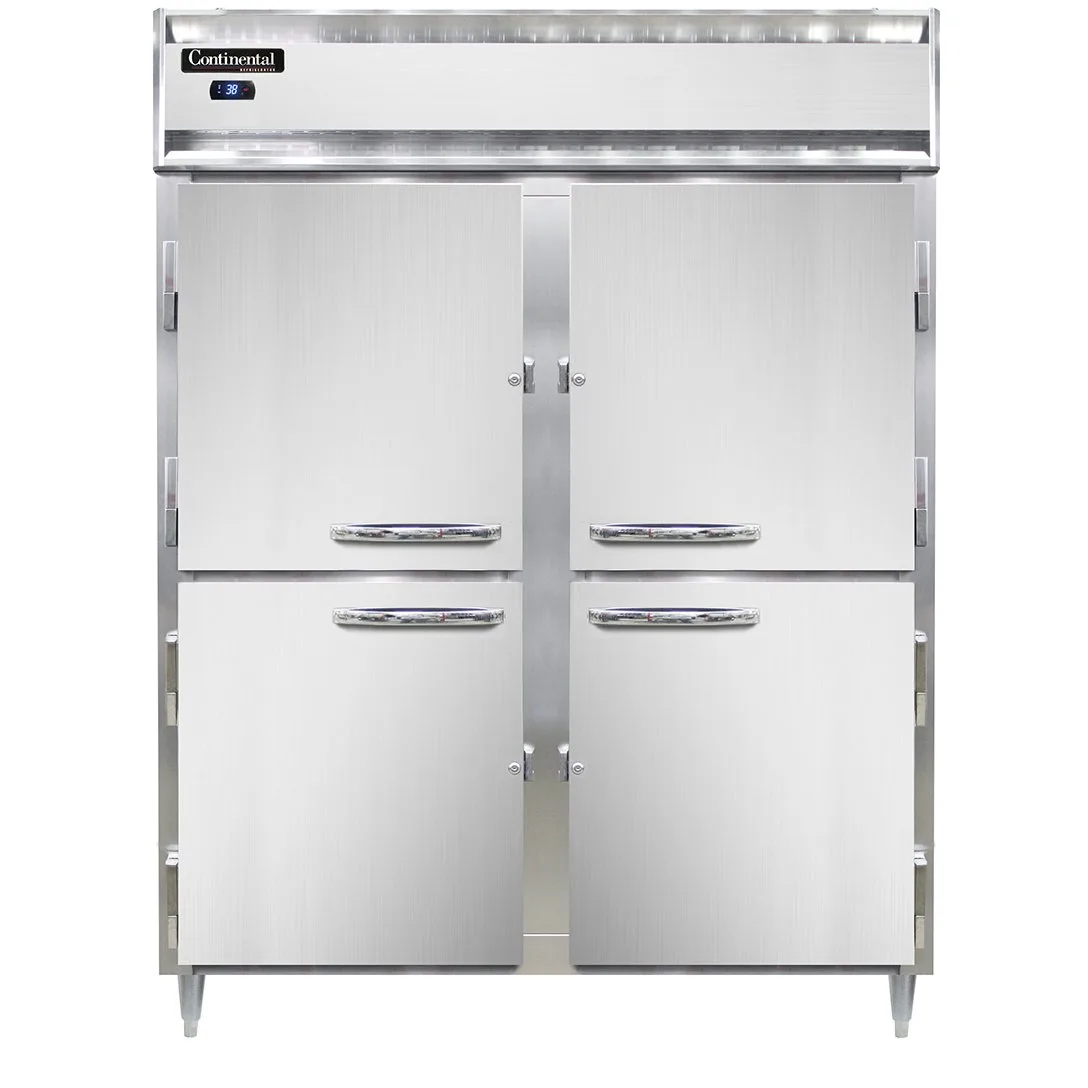 Continental Refrigerator D2RESNHD 57" 2-Section Reach-In Refrigerator w/ 4 Solid Half Doors, Stainless Steel Front Aluminum Exterior, 40 cu. ft.