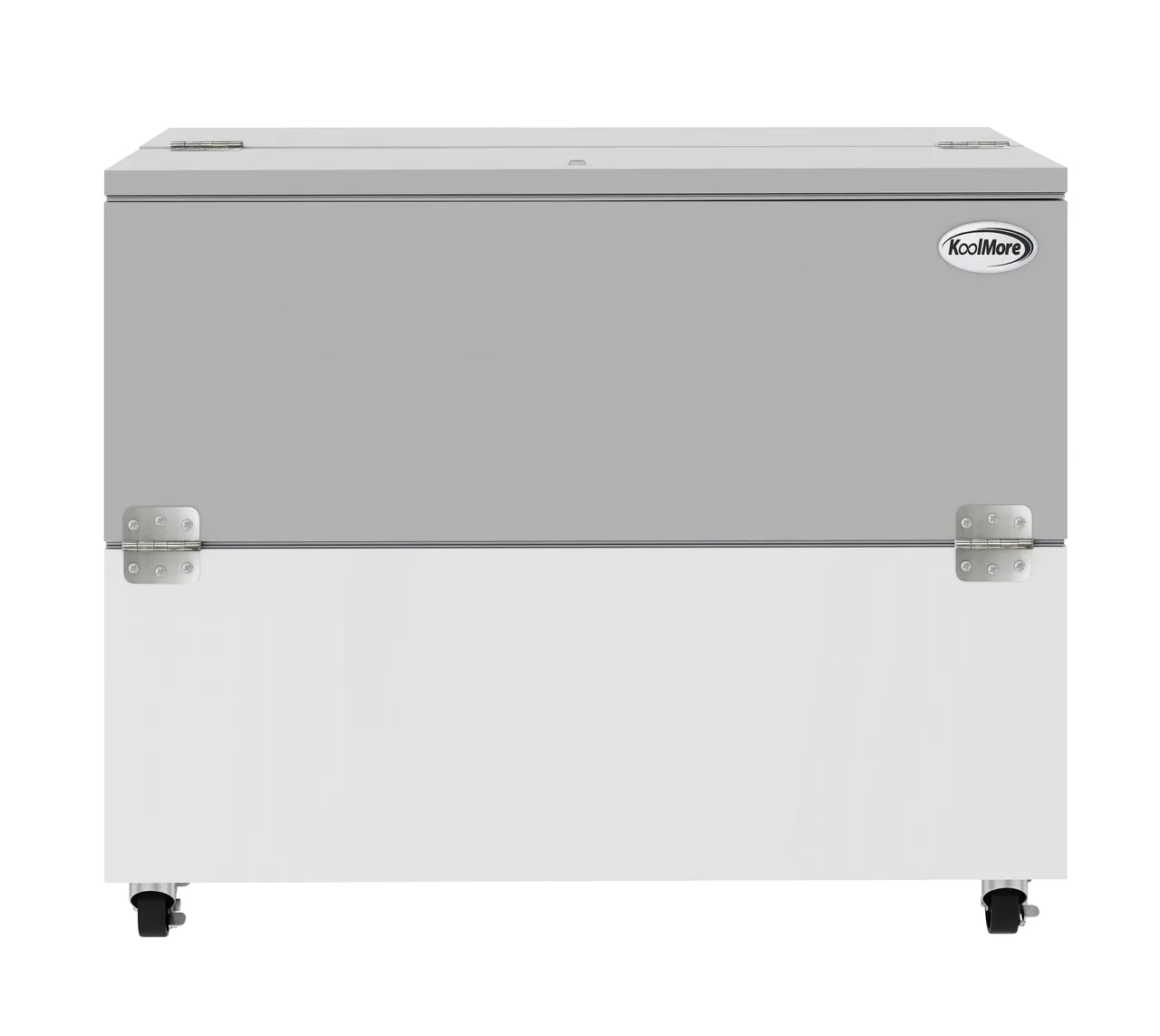 Koolmore KM-MC49-HDC 49" Milk Cooler, 12‑Crate, Side Doors, Steel Exterior Interior LED 4" Casters