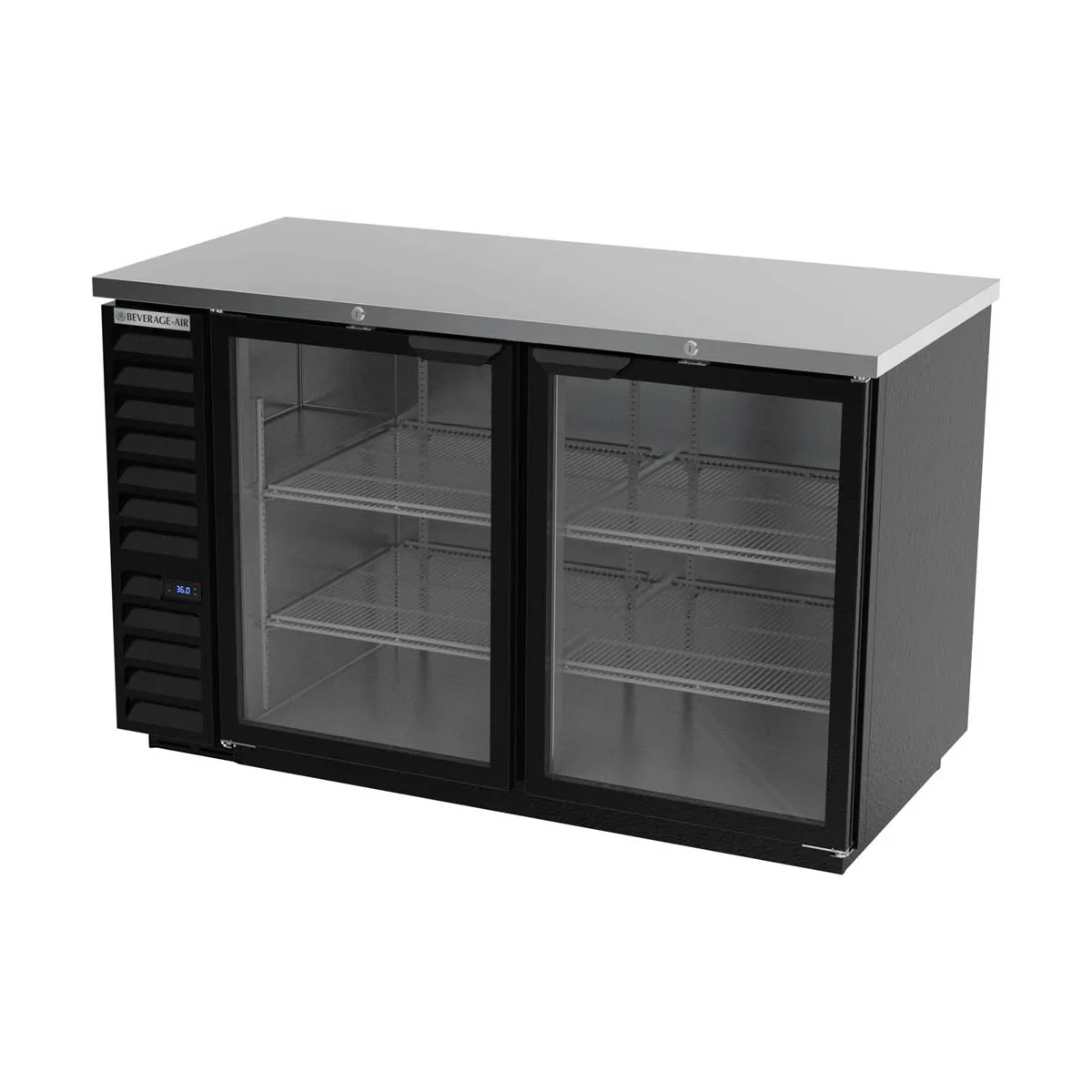 Beverage Air BB58HC-1-G-B 59" 2 Section Stainless Steel Back Bar Cooler with Glass Door